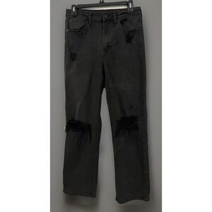 JBD Just‎ Black Denim Jeans Size 28 Black Destroyed Bootcut Straight High Waist